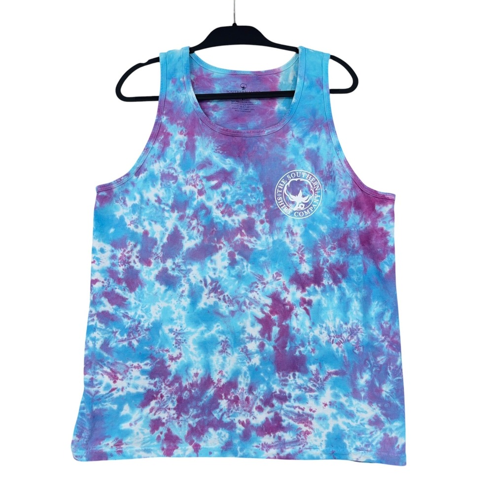 Southern Shirt Tie Dye Tank Top Women L Cotton Blue Purple Logo 10256